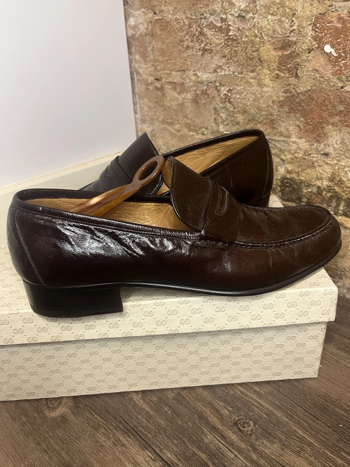 Mocassins homme GUCCI en cuir marron à enfiler taille US 9,5 GUCCI