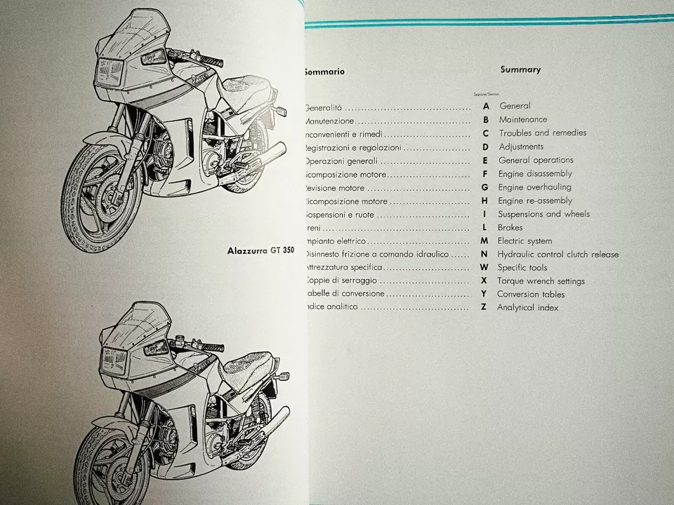 Ducati Cagiva Alazurra 350, 650 Original Workshop manual,Manuale d'Officina 1987 - Bild 2 von 4