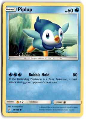 2019 Sun & Moon - Cosmic Eclipse Piplup nm Basic/Common #54