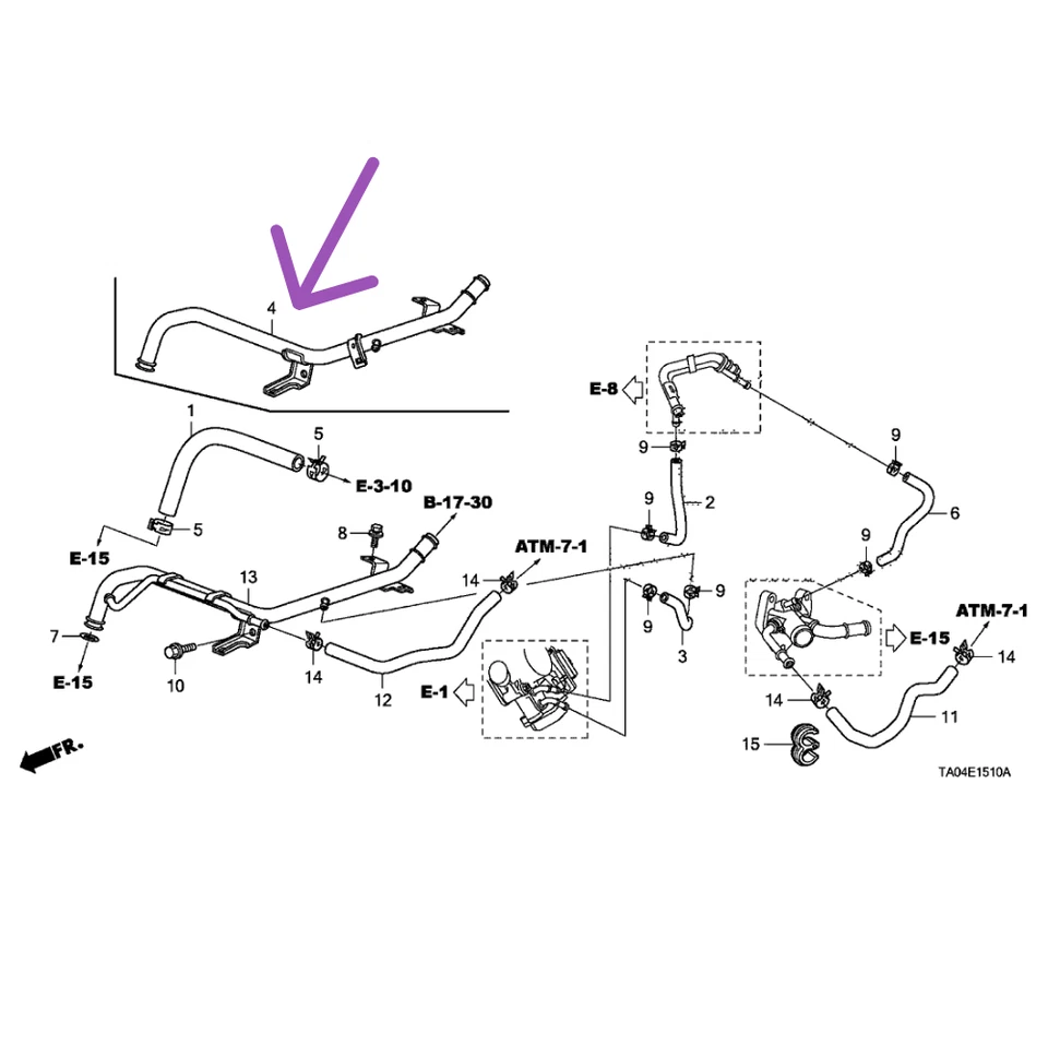 Tubo de calefacción OEM para Honda ACCORD CRV Odyssey 19510-R40-A50 19510R40A50 Foto 2 de 4