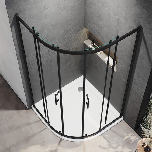 900x900mm Shower Screen - Curved Enclosure with Sliding Door and Nano Glass - Picture 9 of 19