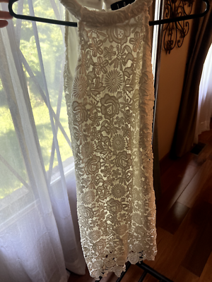 Lulus Love Poem Ivory Lace Mini Dress Size Medium High Neck