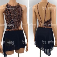Ice Figure Skating Dress Rhythmic Gymnastics Twirling Competition black