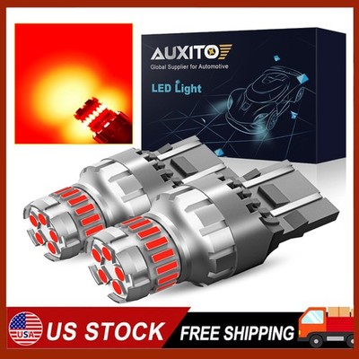 AUXITO 2x 7443 7441 LED Brake Tail Light Parking Safety Warning Bulbs 4300K Red