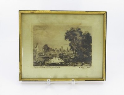 Antique Framed Etching Dedham Mill Essex Painted John Constable by S Myers 