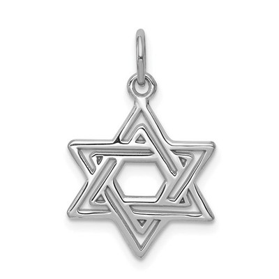 14k Weißgold Davidstern Charm Anhänger 0,95 Zoll