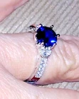 vtg SW STRLNG SILVER SAPPHIRE CZ SHANK RING SOLITAIRE 8.25 DIAMONIQUE ENGAGEMENT