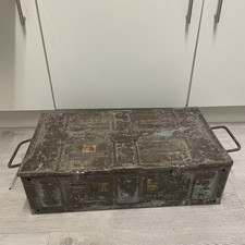 Vintage Genuine Army Ammunition Crate 2 Shell 105mm Ammo Box with labels