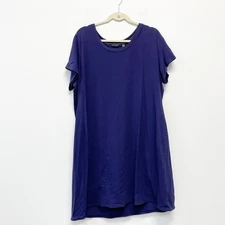 H by Halston Women's 2XP Navy Essentials Scoop Neck Hi Low Hem Midi Dress