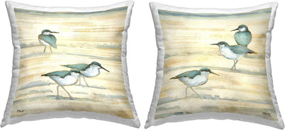 Sandy Shoreline Sandpipers Throw Pillows, Set of 2, 18x18