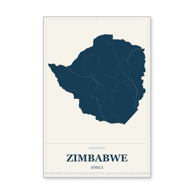 Zimbabwe Country Map Wall Art Weatherproof Aluminum Sign