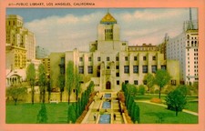 c1930s Los Angeles Public Library CA Linen Postcard Longshaw Card Co