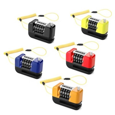 Bicycles Antitheft Disc Lock With Rope Bike Wheel 4-Digit Combination Lock