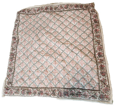 Pottery Barn Amalia Block Print Lattice Euro Sham Reversible Quilted Boho 27x27