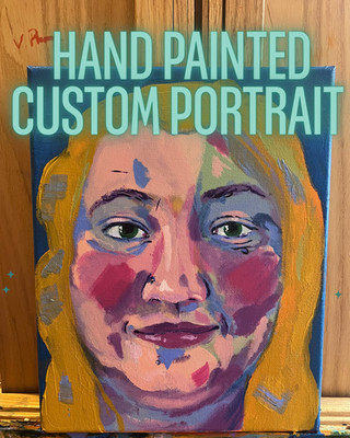 Hand painted custom portrait commission, 8x10 inches acrylic one of a kind