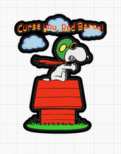 2 Snoopy Flying Ace Curse You Red Baron Vinyl Decal Sticker Doghouse Peanuts