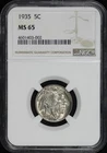 1935 Buffalo Nickel NGC MS-65 - Nice, Satiny Luster!