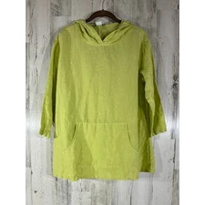Match Point Hoodie Tunic Size Small Chartreuse Lime Green Pockets 3/4 Sleeve