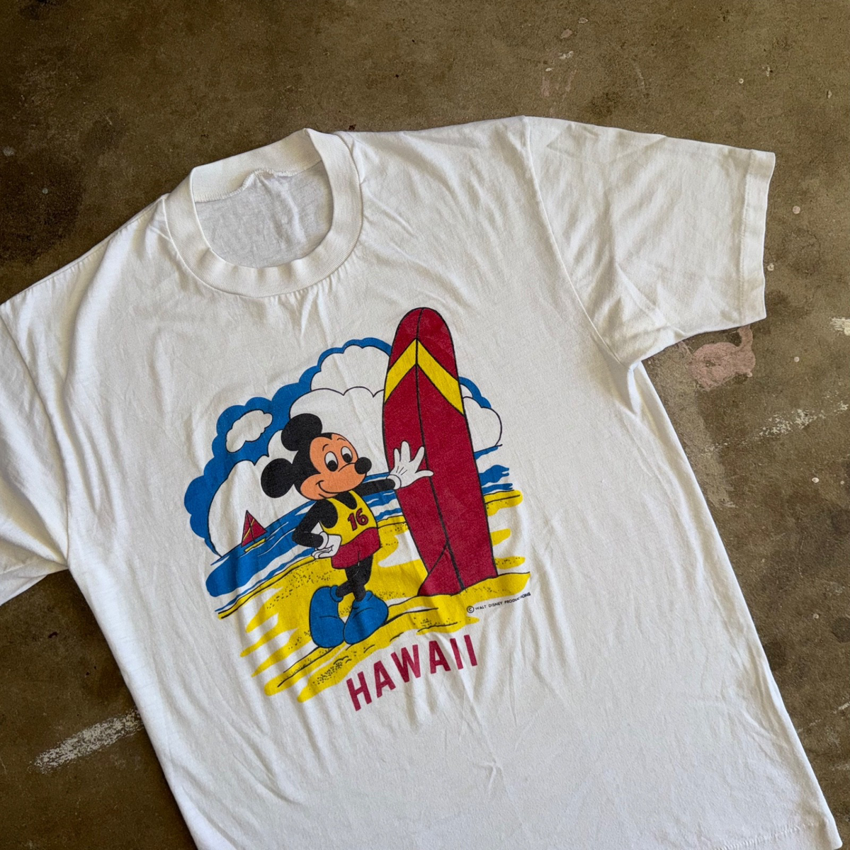 70s VINTAGE MICKEY MOUSE SURFER HAWAII SOUVENIR T-SHIRT SZ S