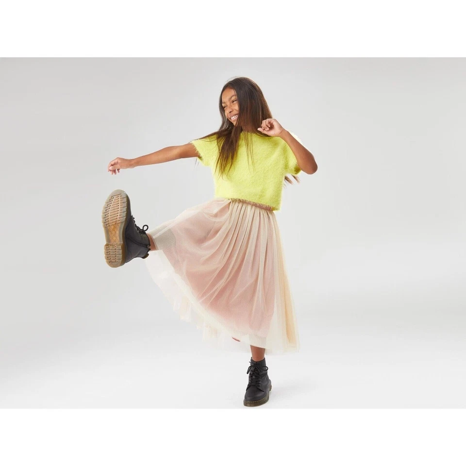 Truce Girl Lime Faux Mohair Short Sleeve Party Crop Sweater Kids Size S / 7-8 - Image 2 of 4