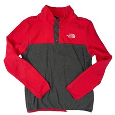 The North Face Girls Glacier 1/4 Snap Fleece Pullover Gray  Coral Size M 10/12