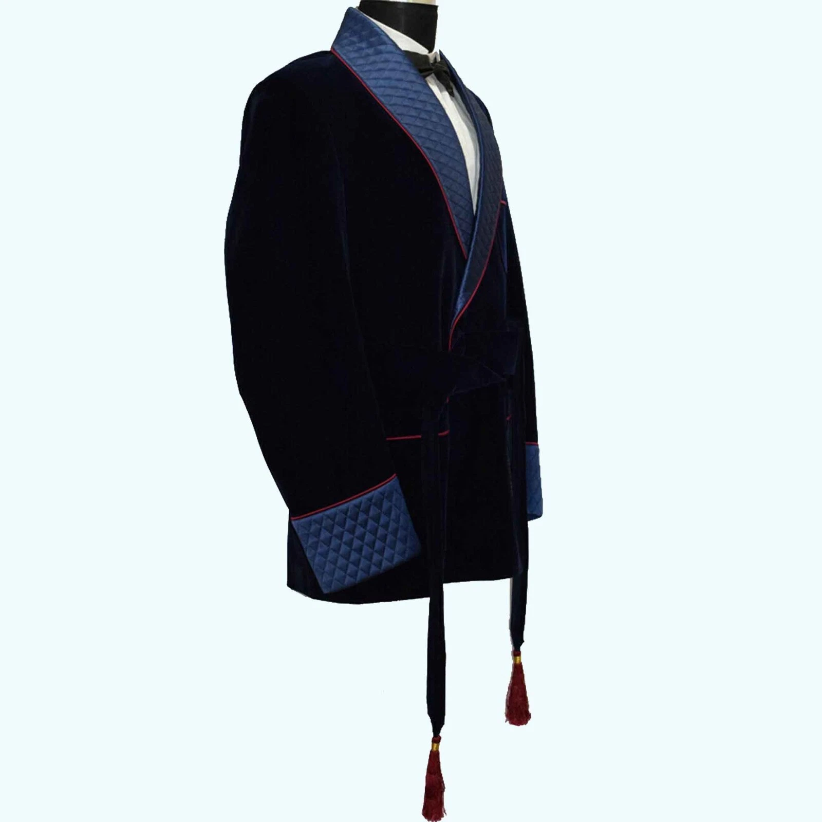 Men's Navy Blue Smoking Jacket Elegant Luxury Stylish Designer Party Wear Blazer