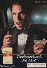1983 Vintage Print Ad Barclay Cigarettes Tuxedo Man Champagne Pleasure Is Back