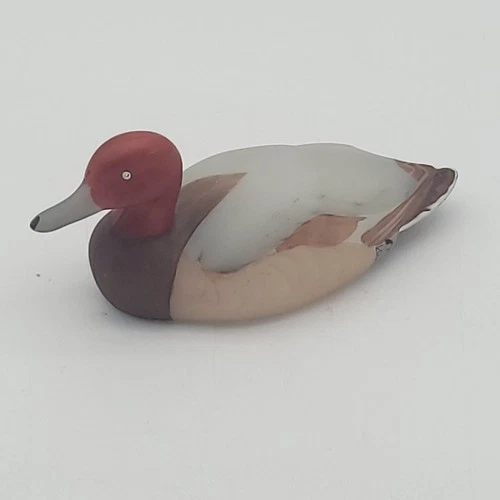 Fenton Glass Mallard Duck Figurine Hand Painted by C Mackey, Vintage 5" Long