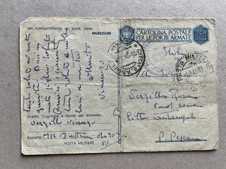 t) Franchigia posta militare 51 2.5.43 Tunisia ultima data nota RARO! piegata