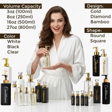 uMadeUs Shampoo and Conditioner Dispenser - Essentials Toiletry Bottles Set