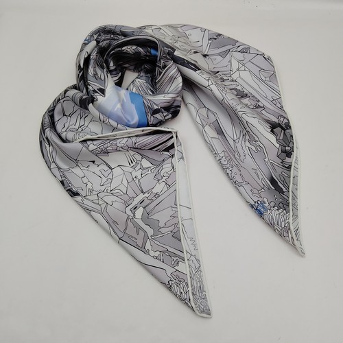 Hermes scarf Carre 90 La Vallee de Cristal Grays Silk100% 4522317 - Picture 8 of 11
