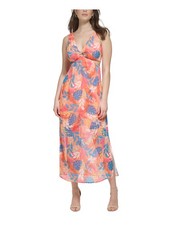 GUESS Womens Orange O-ring Side Cut-outs Sleeveless Fit + Flare Dress 10