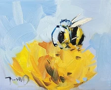 Bee with Helmet Flower Canvas PRINT By Collectible Artist Jose Trujillo