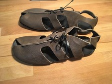 CYDWOQ leather sandals handmade khaki leather flat shoes 41 7