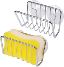 Sponge Holder for Kitchen Sink 2 Pack Stainless Steel Suction Cup Caddy