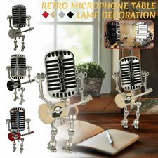 Lampe de bureau robot microphone avec guitare métal fer art bureau lumière...