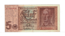 Germany Third Reich 5 Reichsmark 01. 08. 1942. P-186a.