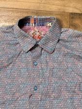 Robert Graham Shirt Mens XL Classic Fit Blue Geometric Designer Preppy Bussines