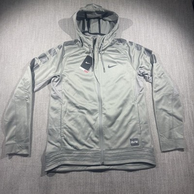 Nike Elite Therma-FIT Hoodie Mens Medium Gray Full Zip Fleece Basketball