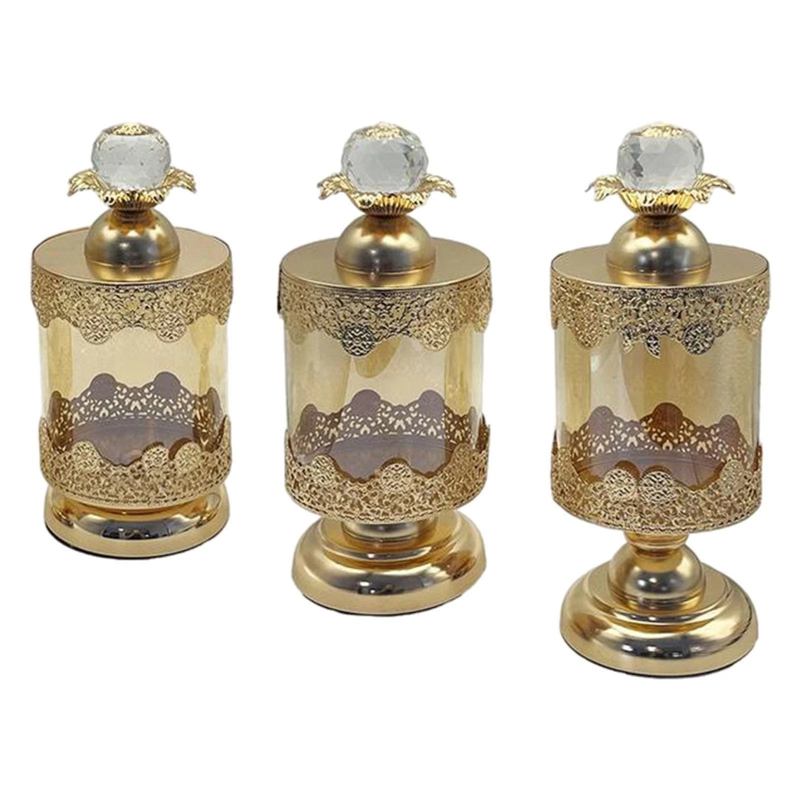 European Luxury Glass Storage Jar Food Snack Canister Display Box Organizer