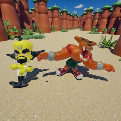 Vtg 1990s Rare Crash Bandicoot DR NEO CORTEX & TINY TIGER MINI 1.5'' Figures 