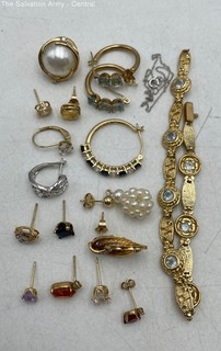 14K Yellow White Gold Hoop Stud Earrings Chain Bracelets Jewelry Lot 23.55g