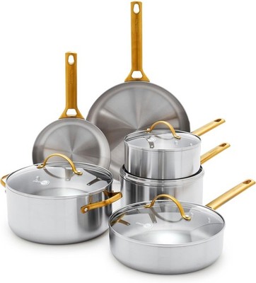 GreenPan Stainless Steel Tri-Ply Reserve 10 Piece Cookware Pots and Pans Set