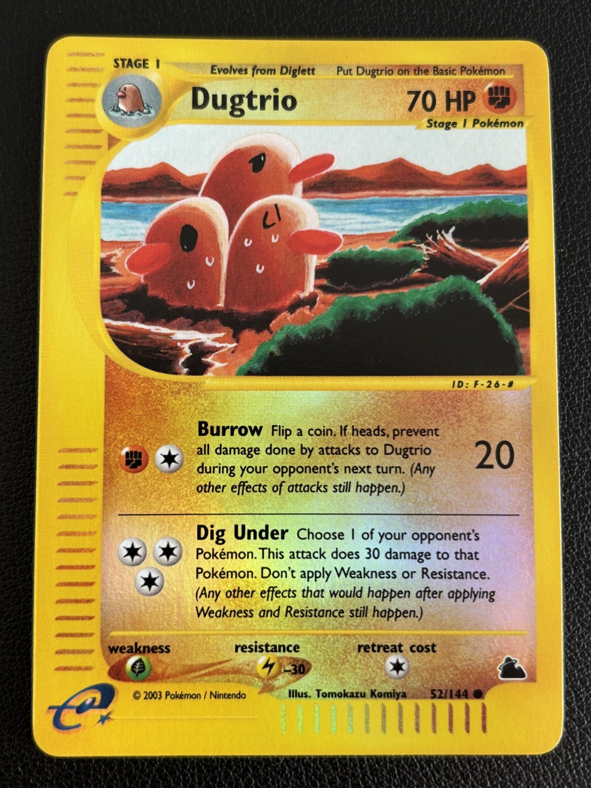 Dugtrio 52/144 Skyridge 2003 Reverse Holo Komiya Art Pokemon TCG - NM