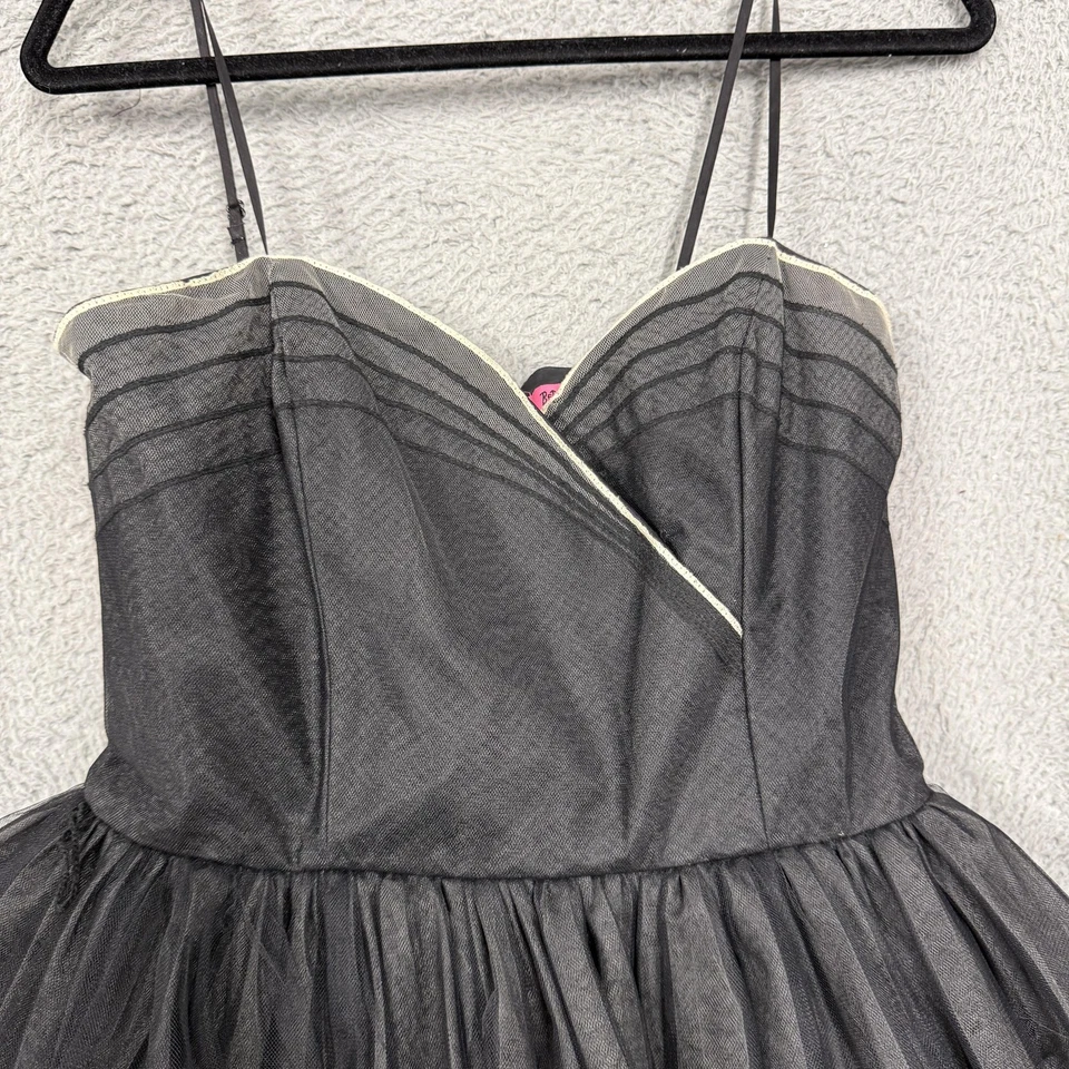 Vestido Betsey Johnson Para Mujer 6 Negro Tul Ajuste y Acampanado Fiesta Cóctel Espaguetis Foto 4 de 4