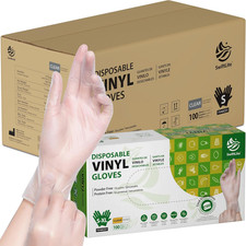 Disposable Vinyl Gloves, Food Safe, Latex-Free Powder-Free Clear Plastic Gloves