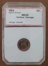 1884 Seated Liberty Dime Surface Damage PCI