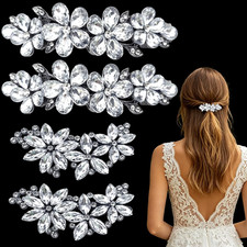 4 Pcs Flower Hair Clips for Women Bride, White Hair Accessories