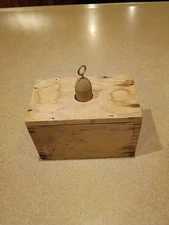 Antique Primitive Wooden Rectangular Dovetail Butter Mold Plain Stamp 