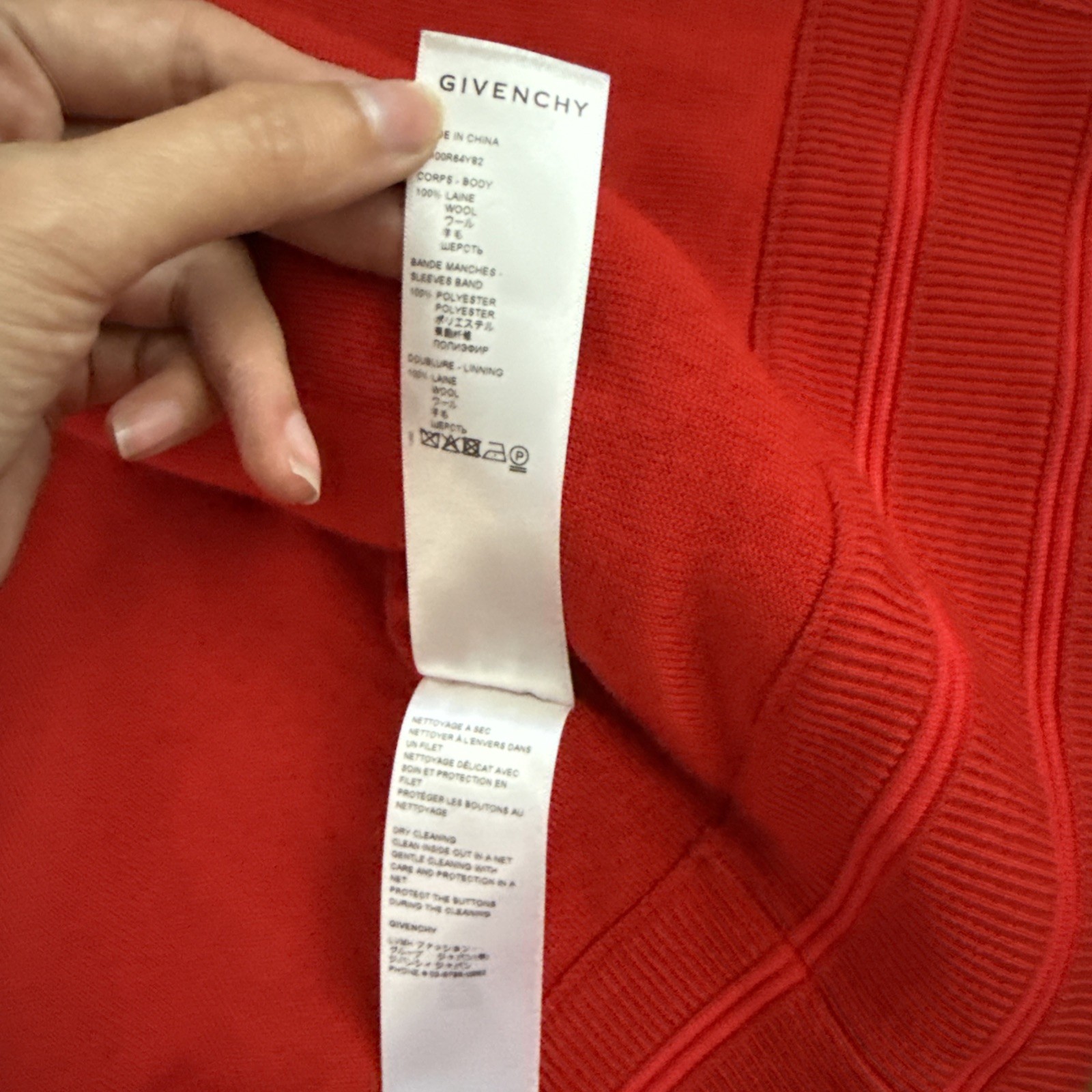 Givenchy Logo Virgin Wool Red Bomber Jacket C8 - image 18